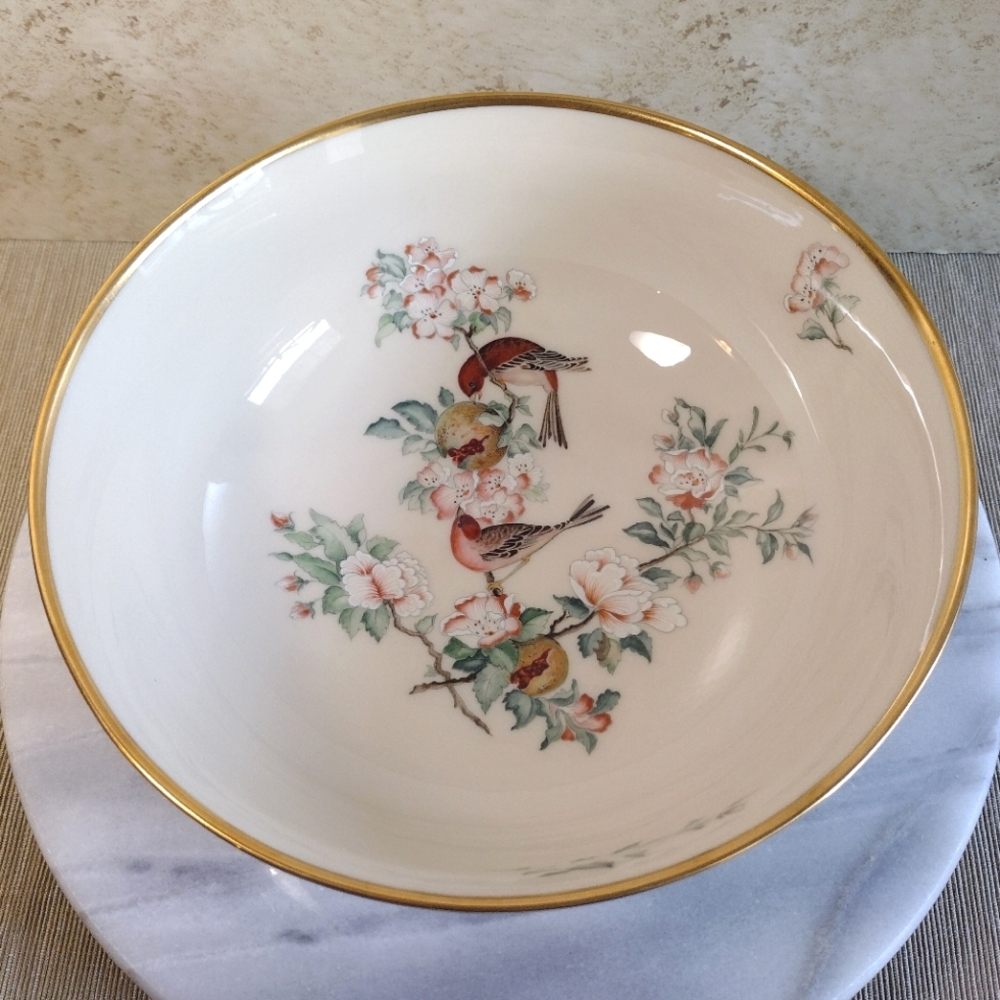 Beautiful Vintage Lenox Serenade Salad Serving Bowl Gold Trim 8 3/4"